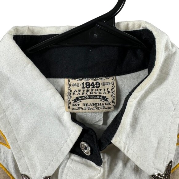 Vintage 1849 Authentic Ranchwear Size Medium Button Up Shirt Western Silver-Tip - Picture 5 of 11